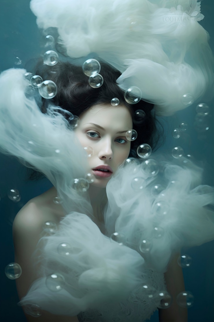 Gratis Foto portret van een vrouw die het zodiacale teken vissen vertegenwoordigt