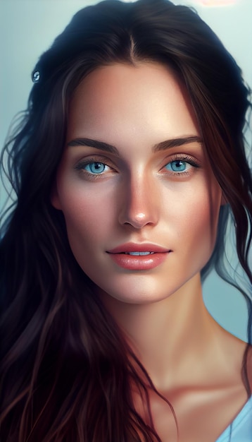Portret van een vrouw met blauwe ogen