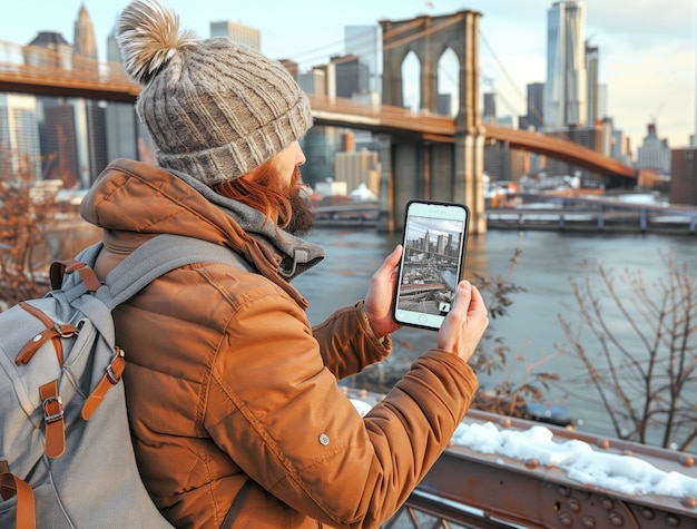 Gratis foto portret van een vrouw tijdens een vakantie op bezoek aan locaties over de hele wereld