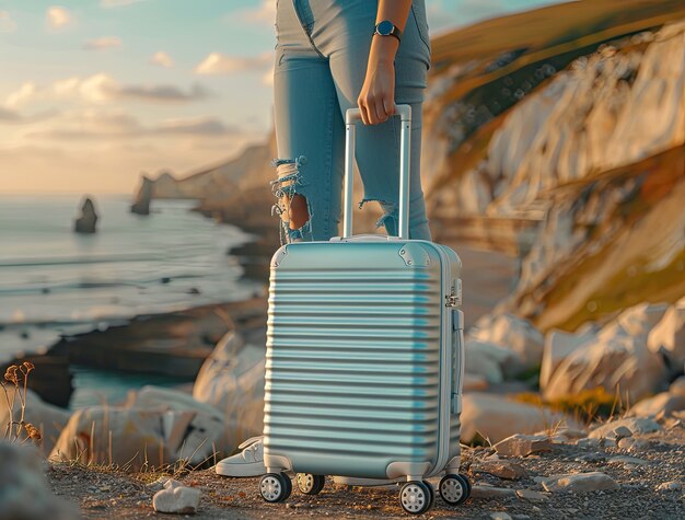 Portret van een vrouw tijdens een vakantie op bezoek aan locaties over de hele wereld