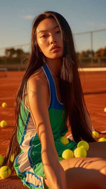 Portret van een vrouwelijke tennisspeler
