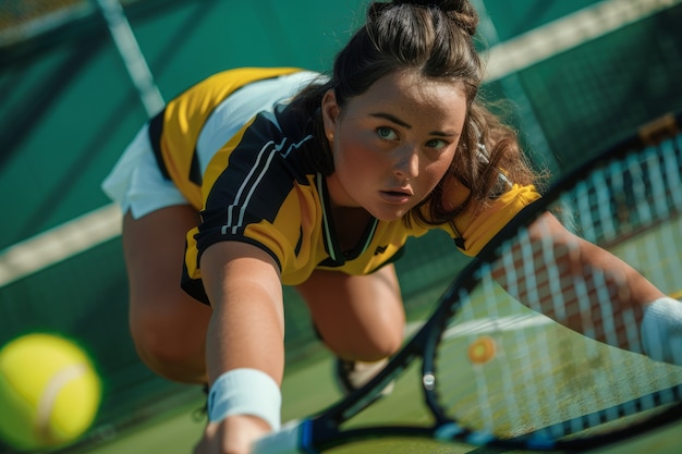 Gratis foto portret van een vrouwelijke tennisspeler