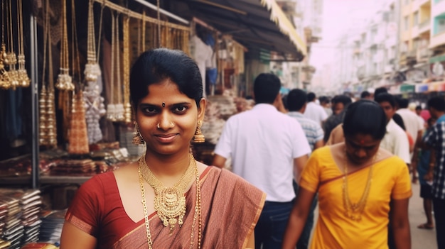 Gratis foto portret van indiase vrouw in bazaar