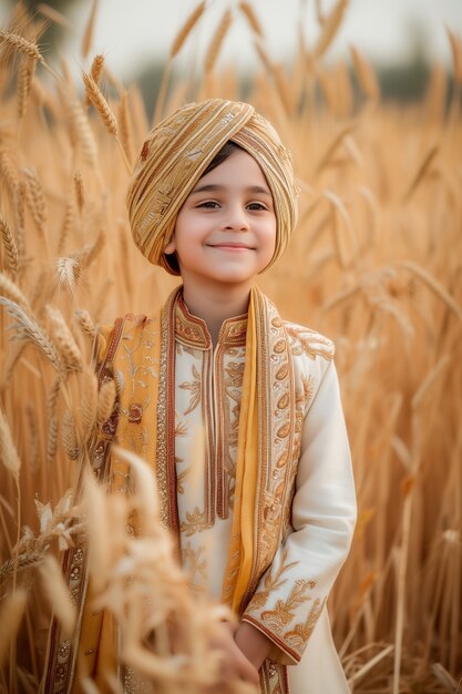 Gratis foto portret van indiërs die het baisakhi-festival vieren