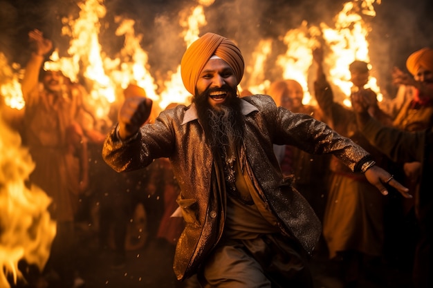 Gratis foto portret van indiërs die het baisakhi-festival vieren