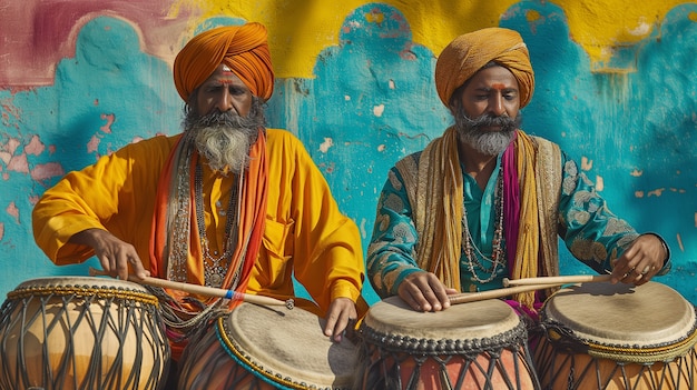 Portret van indiërs die het baisakhi-festival vieren