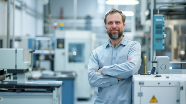 Gratis foto portret van ingenieur op de werkplaats tijdens werktijden