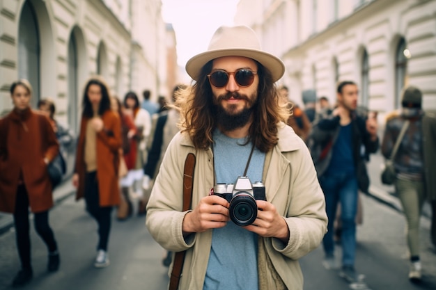 Gratis foto portret van jezus die hedendaagse dingen doet in de moderne wereld