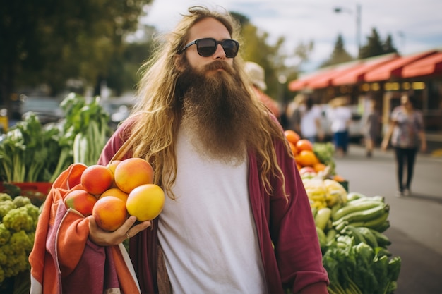 Gratis foto portret van jezus in de moderne wereld die hedendaagse dingen doet