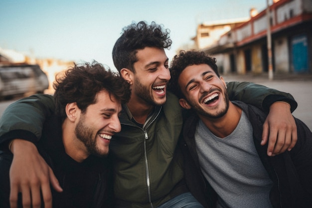 Portret van mannen die een liefdevol moment van vriendschap en steun delen