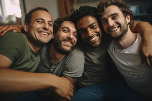 Gratis foto portret van mannen die een liefdevol moment van vriendschap en steun delen