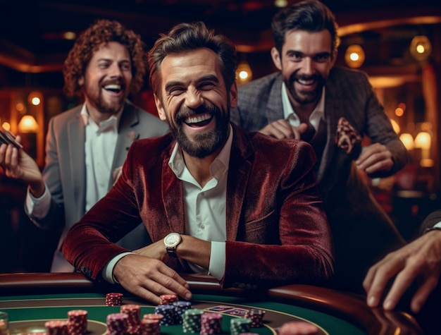 Portret van mensen die gokken en spelen in een casino
