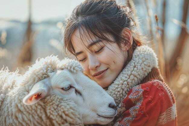 Portret van mensen die verantwoordelijk zijn voor een schapenboerderij