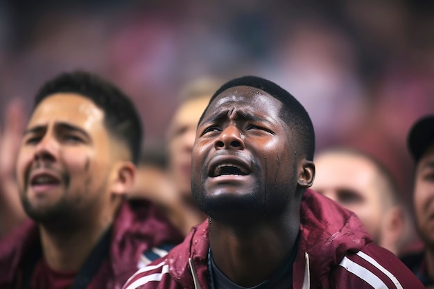 Portret van overstuur voetbalfans