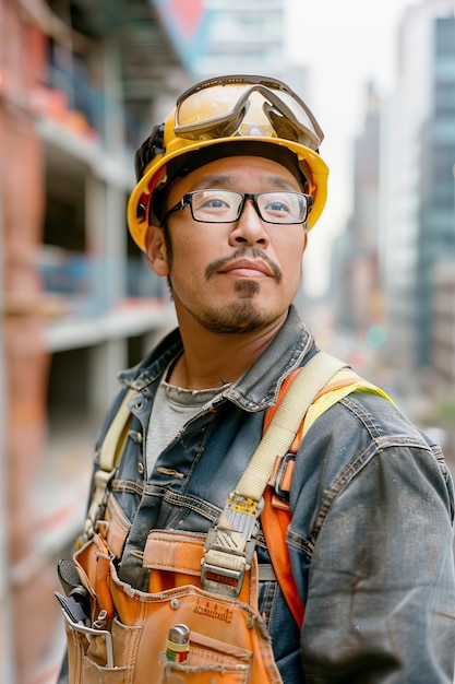 Gratis foto portret van persoon die in de bouwsector werkt