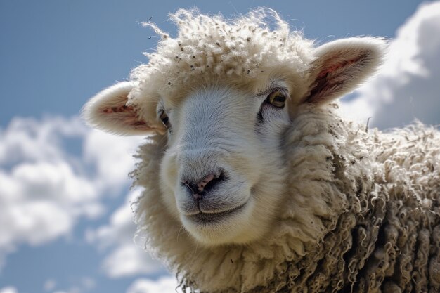 Gratis foto portret van schapen met wolken