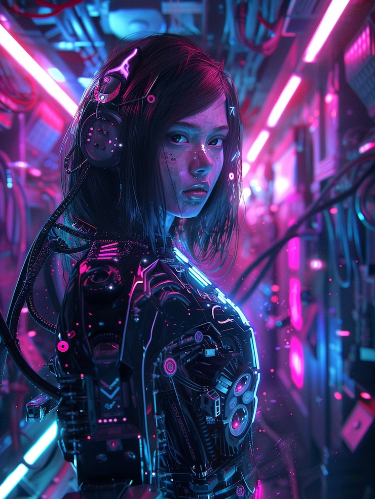 Gratis Foto portret van technologisch geavanceerde vrouwelijke humanoïde
