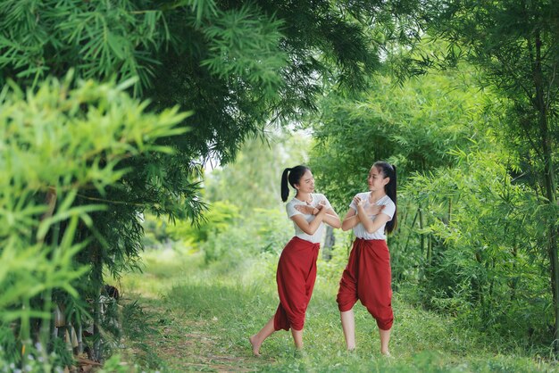 Portret van Thaise jonge dame in Thailand dat van de Kunstcultuur, Thailand danst