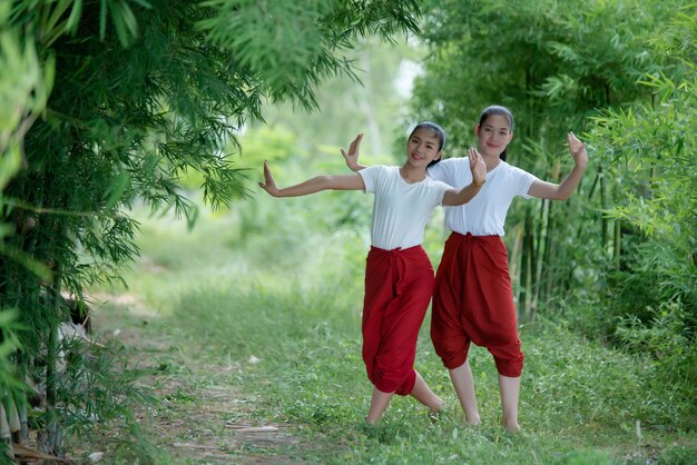 Portret van Thaise jonge dame in Thailand dat van de Kunstcultuur, Thailand danst