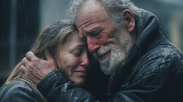 Gratis foto portret van verdrietige mensen samen