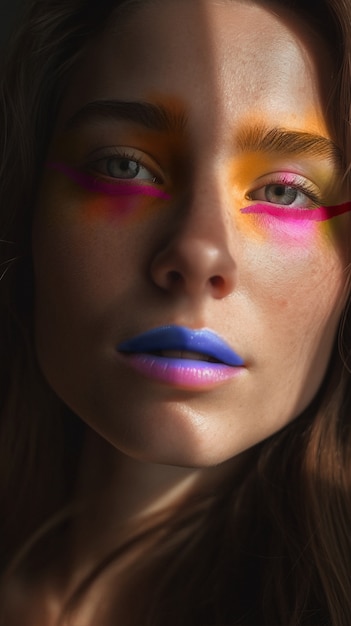 Gratis foto portret van vrouw met vrolijke make-up