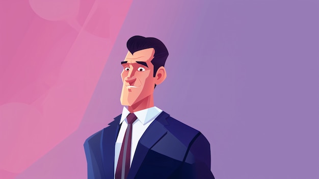 Portret van zakenman in cartoon-stijl