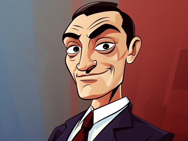 Portret van zakenman in cartoon-stijl