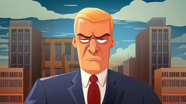 Portret van zakenman in cartoon-stijl