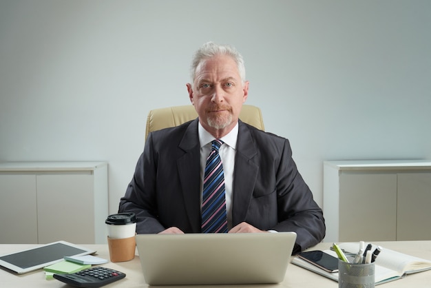 Portret van zelfverzekerde volwassen ondernemer