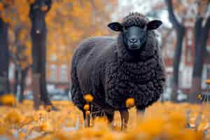 Gratis foto portret van zwarte schapen