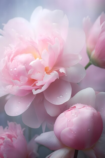 Prachtig behang met roze bloemen