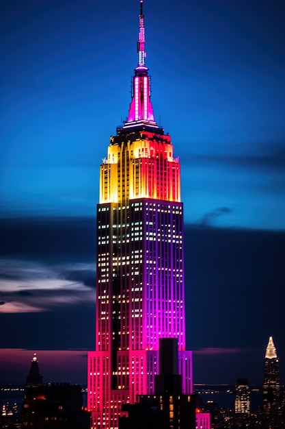 Gratis foto prachtig helder empire state building 's nachts