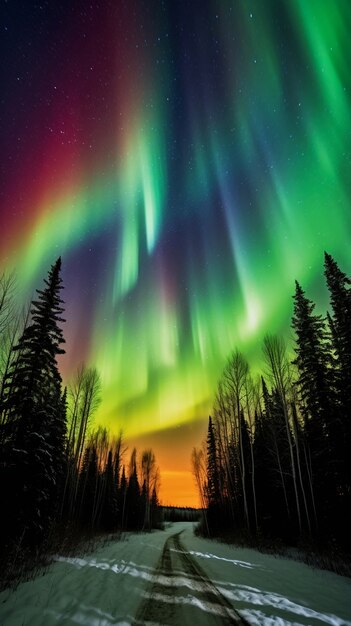 Prachtig landschap met aurora borealis