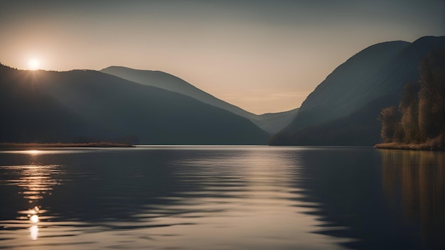 Gratis foto prachtig landschapsbeeld van loch lomond in schotland bij zonsopgang