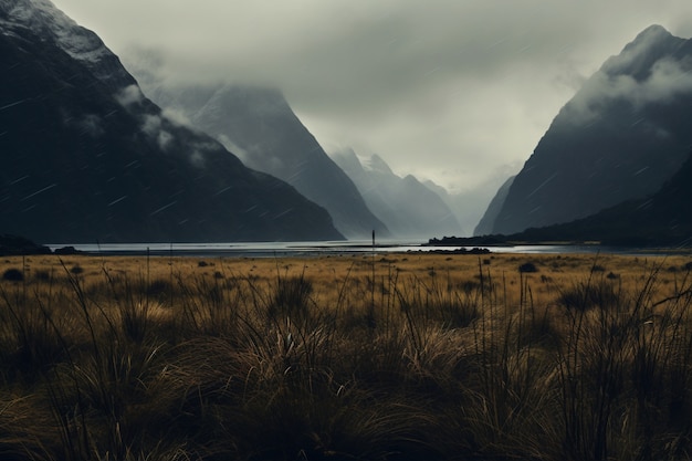 Gratis foto prachtig natuurlandschap met bergen en meer