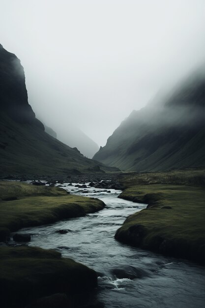 Prachtig natuurlandschap met rivier en vegetatie