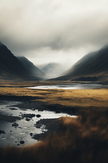 Gratis foto prachtig natuurlandschap met rivier en vegetatie