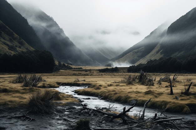 Prachtig natuurlandschap met rivier en vegetatie