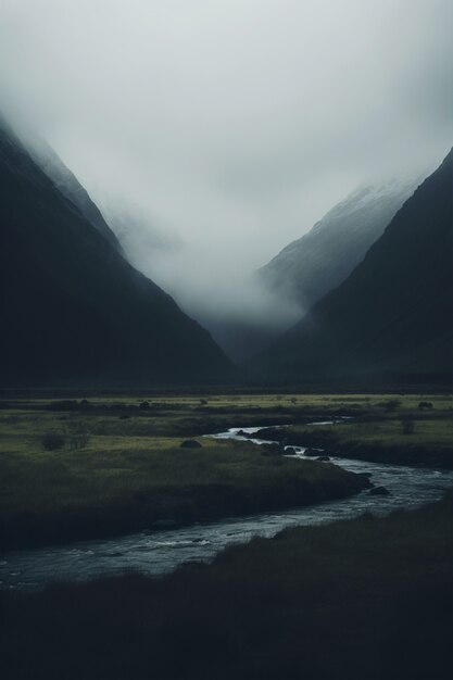 Prachtig natuurlandschap met rivier en vegetatie