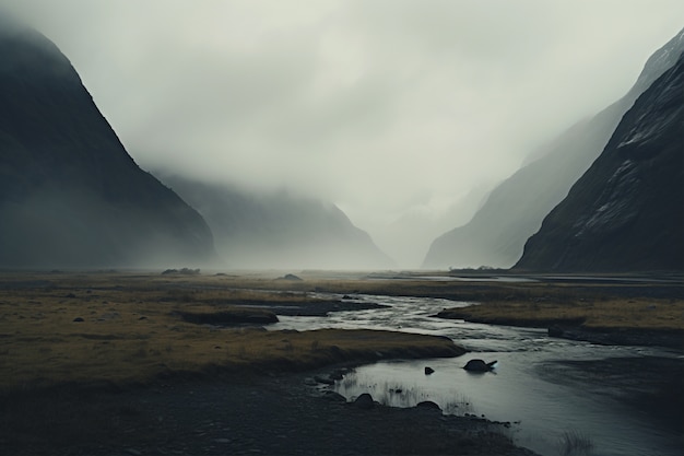 Prachtig natuurlandschap met rivier en vegetatie