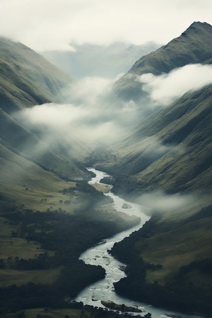 Prachtig natuurlandschap met rivier en vegetatie