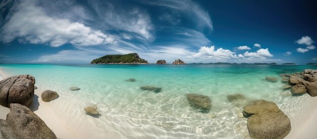 Prachtig strand met wit zand AI gegenereerd beeld