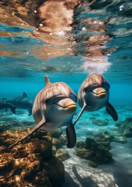 Prachtige dolfijnen onderwater zwemmen