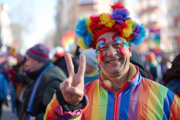 Pride-scene met regenboogkleuren en mannen die hun seksualiteit vieren