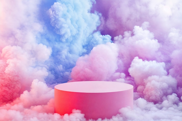 Gratis Foto product showcasing platforms met dromerige kleuren en esthetiek