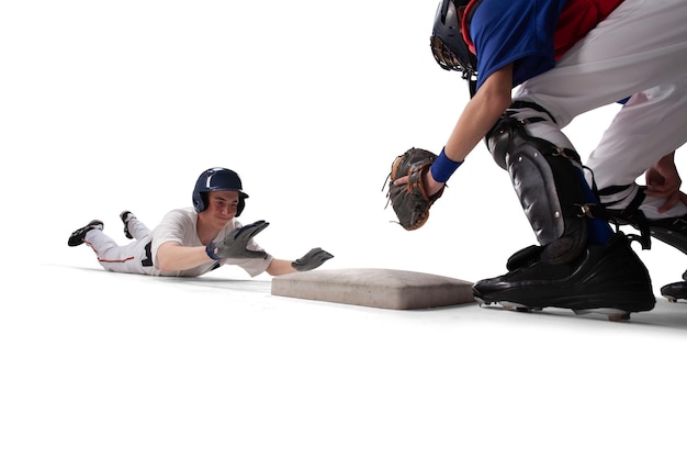 Gratis foto professionele honkbalspelers geïsoleerd op wit