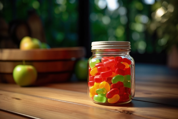 Gratis foto proteïne gummy snacks in een pot