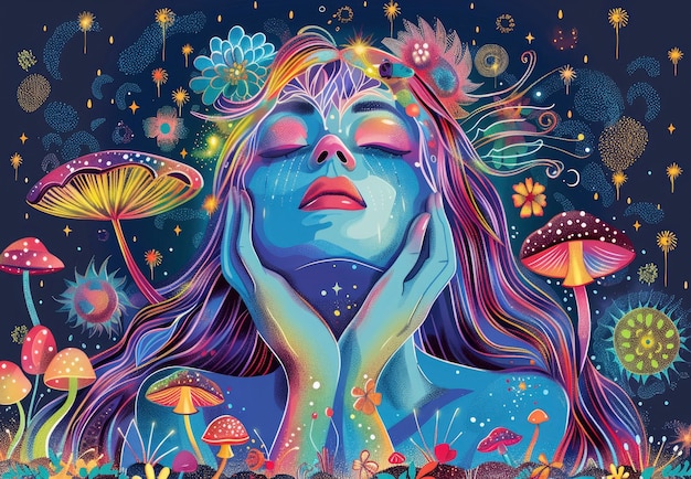 Gratis foto psychedelische meisje illustratie