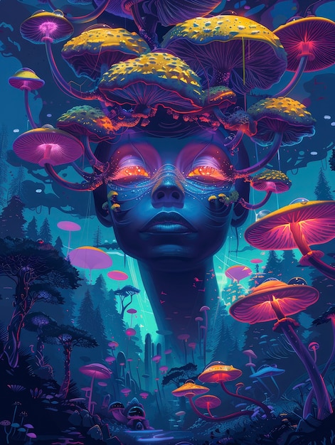 Gratis foto psychedelische meisje illustratie