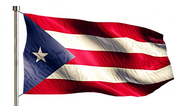 Puerto Rico National Flag Geïsoleerde 3D Witte Achtergrond